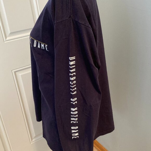 Notre Dame Navy Long Sleeve T Shirt Size M Unisex - Picture 3 of 11